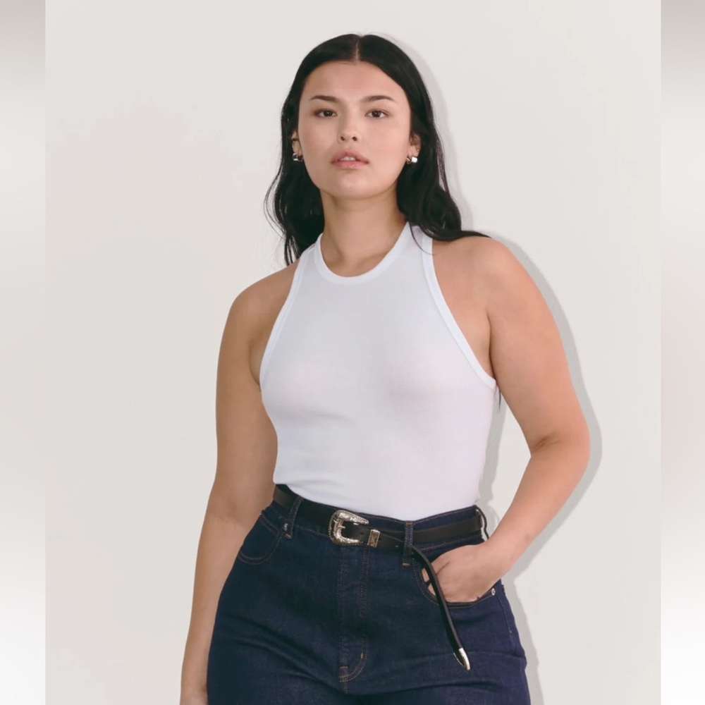Everlane White Ribbed Racerback Tank Tops (2)
